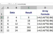 Calculs de la formule du tableau Excel multicellulaire