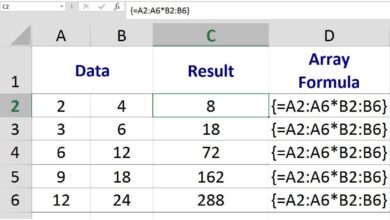 Calculs de la formule du tableau Excel multicellulaire
