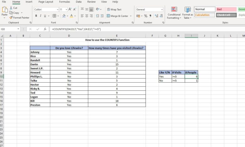 Comment utiliser la fonction COUNTIFS dans Excel