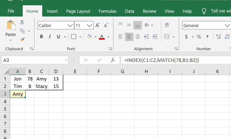 Comment utiliser la fonction INDEX et MATCH dans Excel