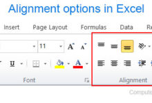 Options d'alignement d'Excel