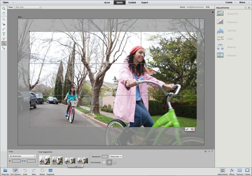 Outil de recadrage Adobe Photoshop Elements 13