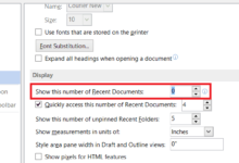 Afficher plus de fichiers dans la liste des fichiers récents en Word 2016