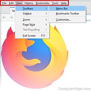 Barre de menu Fichier affichée dans Firefox.