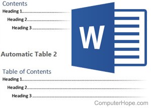 Illustration : Table des matières de Microsoft Word.