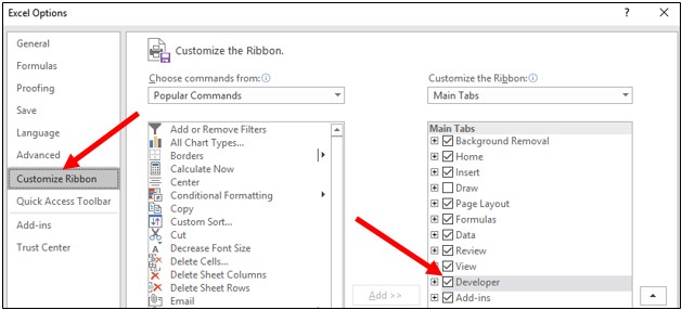 Activer l'onglet Développeur dans Microsoft Excel
