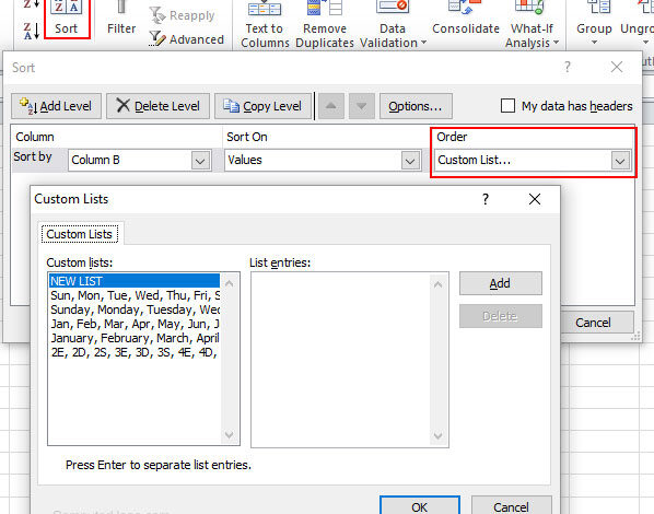 Tri personnalisé sur Excel