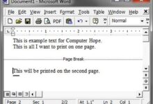 Saut de page dans Microsoft Word.