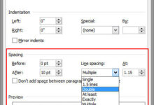 Microsoft Word double espace