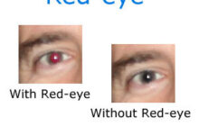 Des yeux avec des yeux rouges