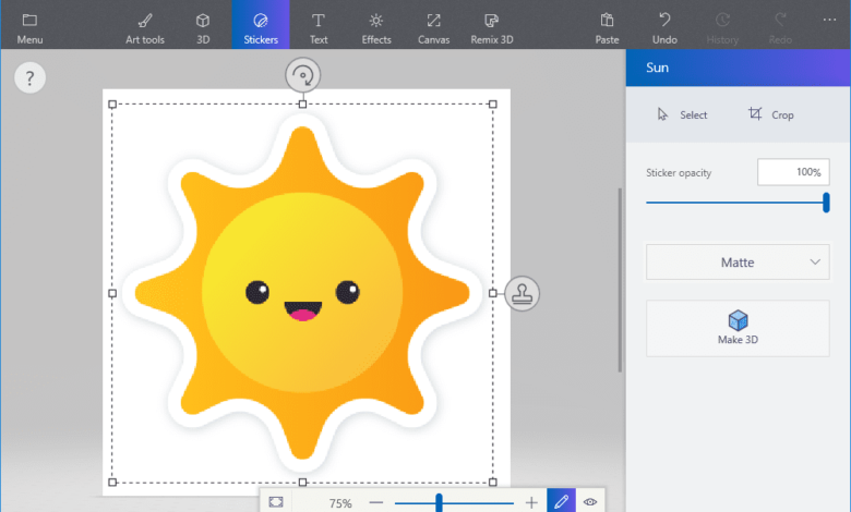 Comment utiliser des autocollants et du texte dans Paint 3D