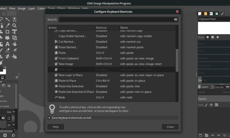 Comment utiliser l'éditeur de raccourcis clavier de GIMP