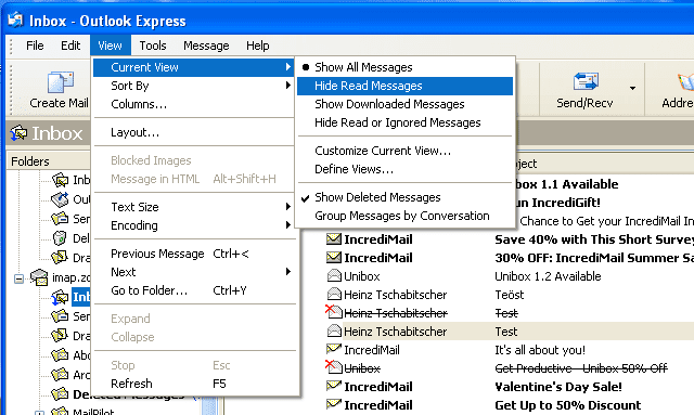Comment voir le courrier non lu uniquement dans Outlook Express