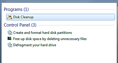 Espace libre sur le disque dur avec nettoyage du disque