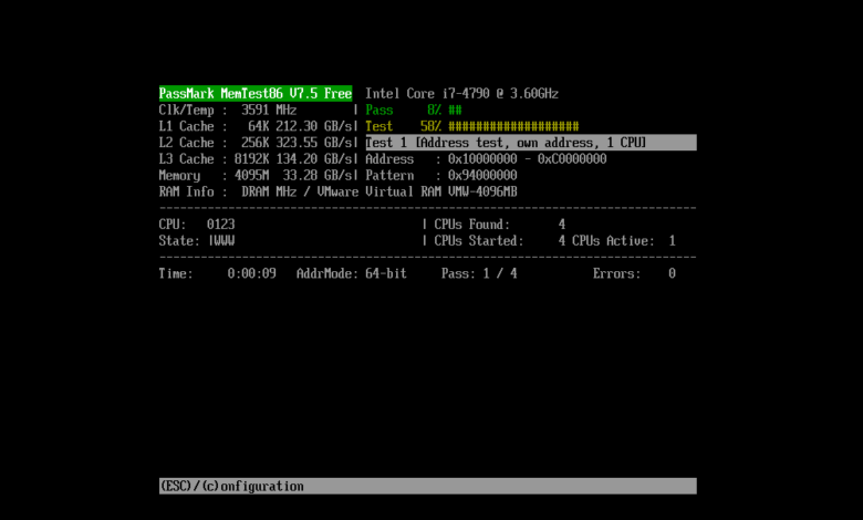 Examen de l'outil de test de mémoire gratuit MemTest86 v8.4