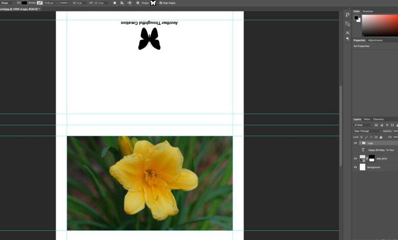 Modèle de carte de vœux et instructions pour Adobe Photoshop