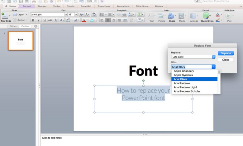 Remplacement de toutes les polices de ma présentation en une seule fois