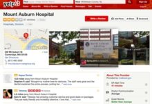 Page de critique de Yelp pour l'hôpital Mount Auburn