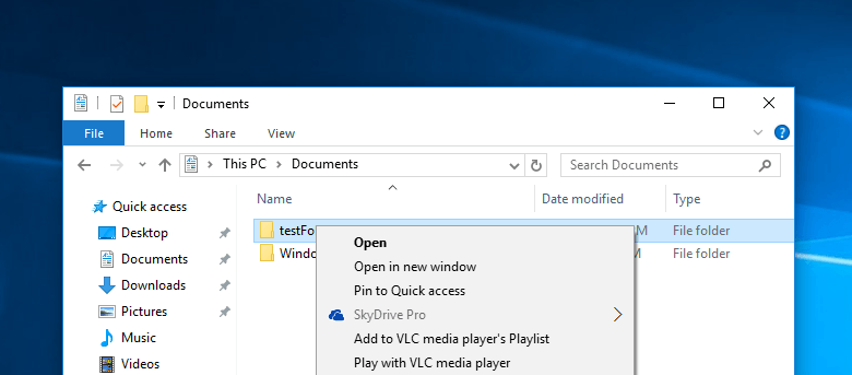 Supprimer l'option SkyDrive Pro du menu contextuel de Windows 10