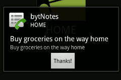 BytNotes définit une note de rappel pour votre contact dans Android