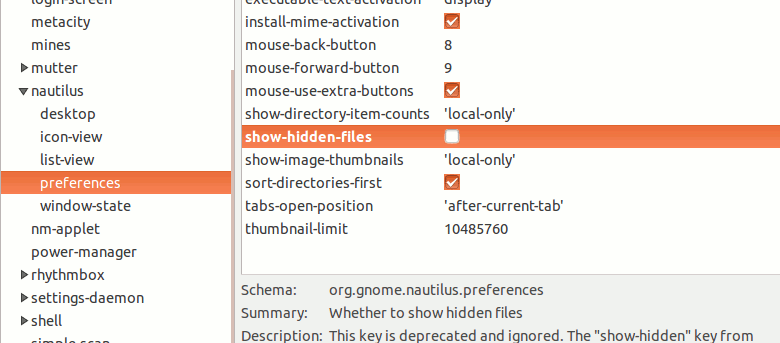 Ubuntu Nautilus continue d'afficher les fichiers cachés.  Voici comment les masquer