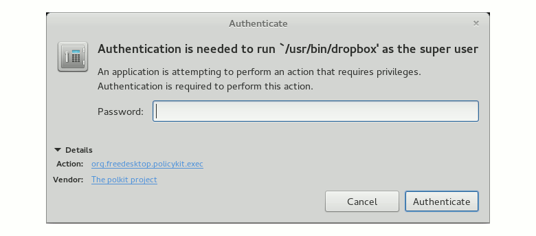 Correction du problème "L'authentification est nécessaire pour exécuter /usr/bin/dropbox en tant que super utilisateur" dans Ubuntu