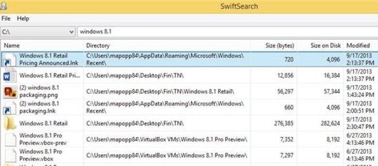 Recherchez Windows plus facilement et plus rapidement avec SwiftSearch