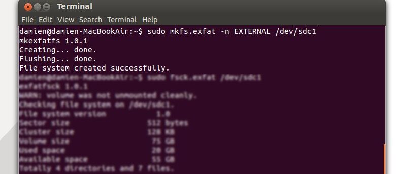 Comment formater un disque dur externe en système de fichiers exFAT dans Ubuntu
