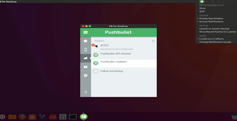 Configuration du client PushBullet Desktop dans Ubuntu avec PB for Desktop