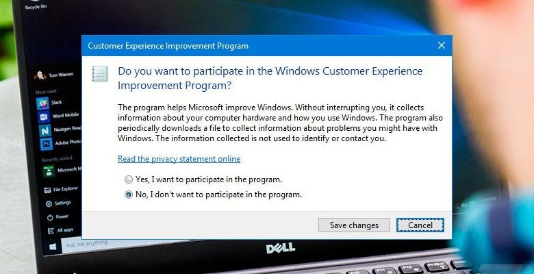 Désinscription du programme d'amélioration de l'expérience client dans Windows 10