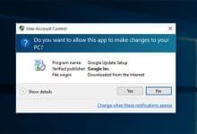Ne désactivez pas la fonction de contrôle d'accès utilisateur dans Windows