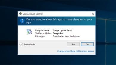 Ne désactivez pas la fonction de contrôle d'accès utilisateur dans Windows